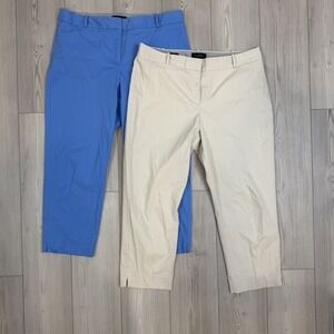 Lot Of 2 Talbots Pants Womens 16 Curvy Crop Ankle Cotton Blend Twill Chino